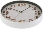 Horloge ronde en plastique chiffres effet bois 30 cm