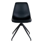 Chaise de salle à manger en cuir synthétique avec pivot noir et pieds noirs