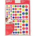 6  Feuilles  624 Gommettes Enlevables Hexagonales Couleurs Assorties
