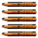 Crayon multi-talents woody 3 in 1 duo - orange-noir x 5 stabilo