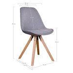 Chaise de table à manger en cuir gris clair à pieds en bois