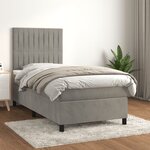 vidaXL Lit à sommier tapissier et matelas Gris clair 100x200cm Velours