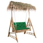 vidaXL Balancelle 2 places feuilles de palmier et coussin 202cm Bambou