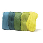 Laine cardée Mérino  extra fine  Teintes vertes  18 mic  5  couleurs à 10g