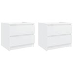 vidaXL Tables de chevet 2 Pièces Blanc brillant 50x39x43 5 cm Aggloméré