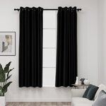 vidaXL Rideaux occultants Aspect de lin 2 Pièces Anthracite 140x175 cm