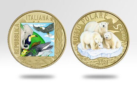 Pièce de monnaie 5 euro Italie 2021 BE – Ours polaire