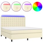 vidaXL Sommier tapissier et matelas et LED Crème 160x200 cm Similicuir