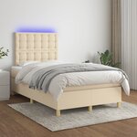 vidaXL Sommier tapissier avec matelas et LED Crème 120x200 cm Tissu