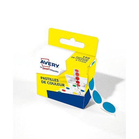 Boîte distributrice de 150 pastilles adhésives ø15 mm bleu avery zweckform