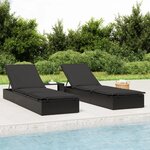 vidaXL Transat avec table noir résine tressée