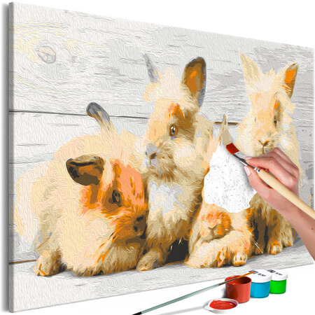 Tableau à peindre par soi-même - four bunnies l x h en cm 60x40