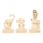 Set 6 Porte-Noms Souris - Bois