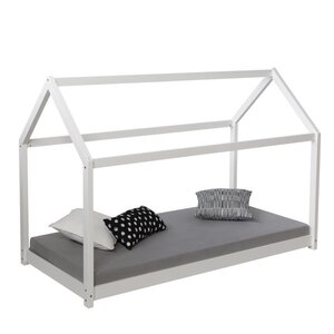 Lit enfant avec matelas 90 x 200 cm lit de jeu maisonnette lit en bois blanc