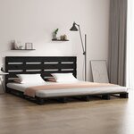 vidaXL Cadre de lit Noir 135x190 cm Bois de pin massif Double