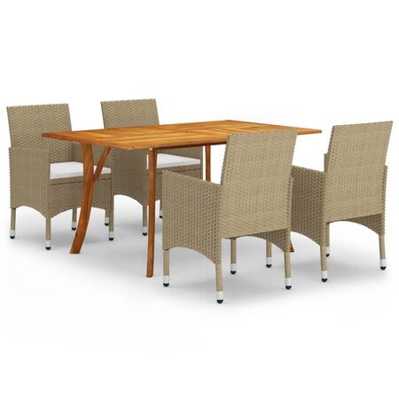 vidaXL Ensemble de salle à manger de jardin 5 Pièces Beige