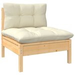 vidaXL Salon de jardin 11 Pièces avec coussins crème bois de pin massif