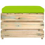 vidaXL Pouf sectionnel avec coussin Bois imprégné de vert
