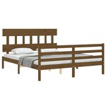 vidaXL Cadre de lit avec tête de lit marron miel 160x200cm bois massif