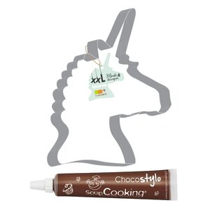 Découpoir à pâtisserie inox XXL Licorne + 1 Stylo chocolat