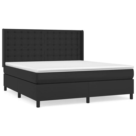 vidaXL Lit à sommier tapissier avec matelas Noir 160x200 cm
