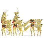 vidaXL Rennes de Noël 6 Pièces Doré Blanc chaud Maille