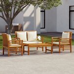 vidaXL Salon de jardin 4 Pièces avec coussins Bois massif d'acacia