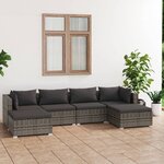 vidaXL Salon de jardin 6 Pièces avec coussins Résine tressée Gris
