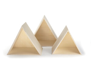 3 Etageres Triangles En Bois 300X260X125mm/265X230X123mm/230X200X120mm