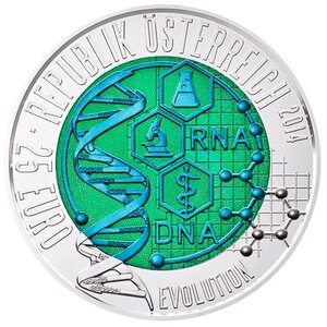 Pièce de monnaie 25 euro Autriche 2014 argent et niobium BU – Evolution