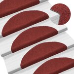 vidaXL Tapis d'escalier auto-adhésif Poinçon aiguilleté 15 Pièces Rouge