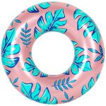 Bouée gonflable ronde xxl pour piscine & plage ultra confort  flotteur deluxe - plantes tropicales ø108cm