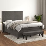 vidaXL Lit à sommier tapissier et matelas Gris foncé 140x190cm Velours