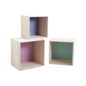 Niches murales carrées colorées (lot de 3)