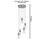 Eglo lampe suspendue silvares 5 lampes gris