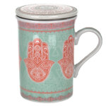 Mug vert et rose main de fatma avec infuseur