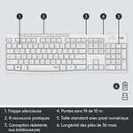 Pack clavier souris - sans fil - logitech - mk295 - silenttouch - pavé numérique - clavier azerty français - blanc