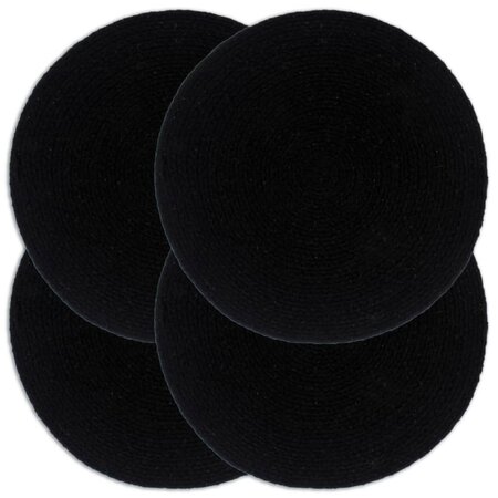 vidaXL Napperons 4 Pièces Noir Plain 38 cm Rond Coton