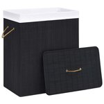 vidaXL Panier à linge avec une seule section bambou noir 83 L