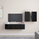 vidaXL Ensemble de meuble TV 4 Pièces Noir Aggloméré