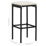 vidaXL Tabourets de bar avec coussins lot de 2 noir résine tressée