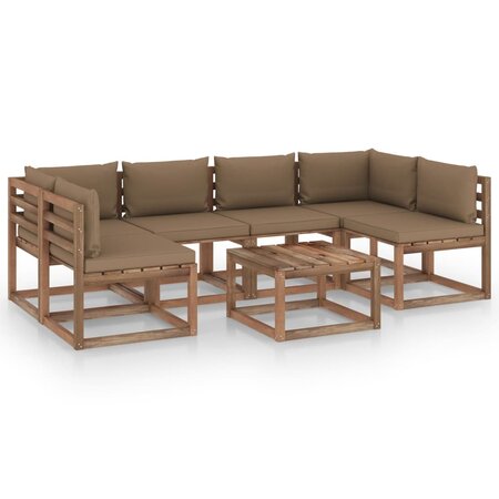 vidaXL Salon palette de jardin 7 Pièces et coussins Bois de pin imprégné