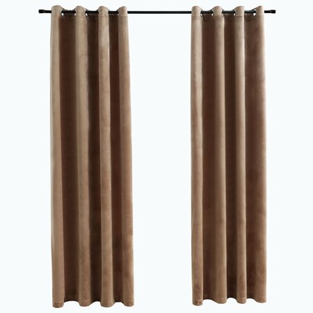 vidaXL Rideaux occultants avec anneaux 2 Pièces Velours Beige 140x225 cm