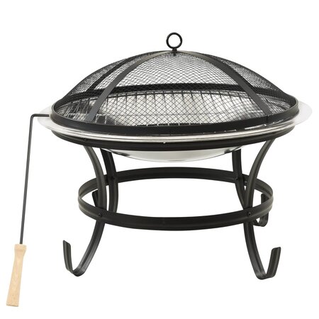 vidaXL Foyer et barbecue avec tisonnier 2 en 1 56x56x49 cm Inox
