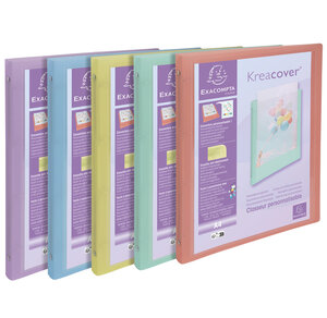 Classeur 4 Anneaux 15mm Polypropylène Kreacover Pastel - A4 - X 20 - Exacompta