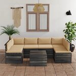 vidaXL Salon palette de jardin 7 Pièces avec coussins Bois de pin massif