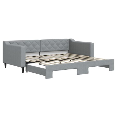 vidaXL Lit de jour avec lit gigogne gris clair 90x190 cm tissu