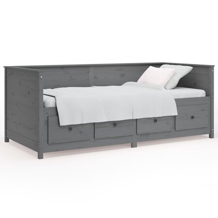 vidaXL Lit de jour Gris 100x200 cm Bois de pin massif