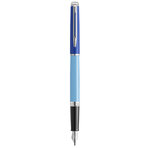 Stylo plume waterman hémisphère  laque bleue  finition palladium  plume fine en acier inoxydable  coffret cadeau