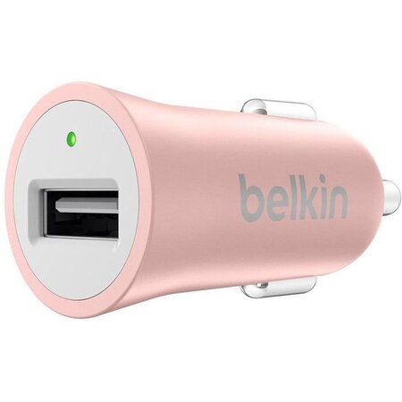 Belkin mini chargeur allume cigare 2 4a  5v  12w - or/ rose métal
